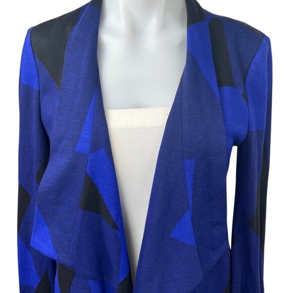 BCBGMaxazria Multicolor Colorblock Abstract Draped Open Cardigan Jacket Top S - Picture 3 of 5